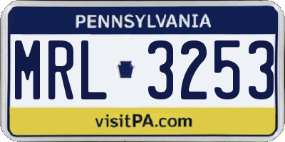 PA license plate MRL3253
