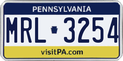 PA license plate MRL3254