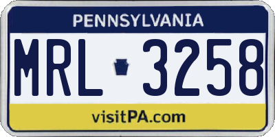 PA license plate MRL3258