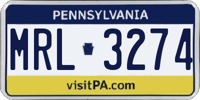 PA license plate MRL3274