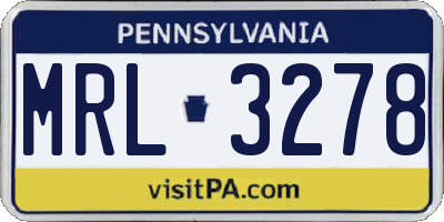 PA license plate MRL3278