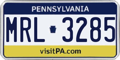 PA license plate MRL3285