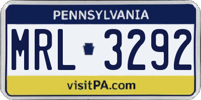PA license plate MRL3292
