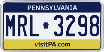 PA license plate MRL3298