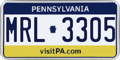 PA license plate MRL3305