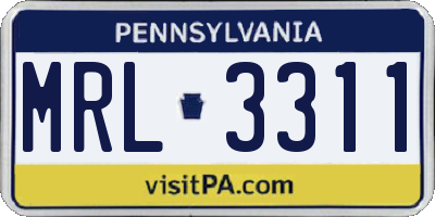 PA license plate MRL3311