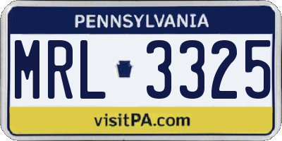 PA license plate MRL3325