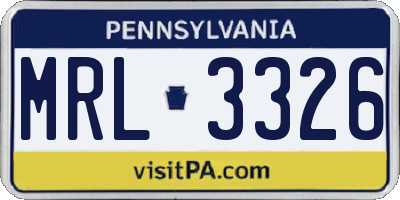 PA license plate MRL3326