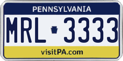 PA license plate MRL3333