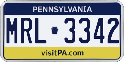 PA license plate MRL3342