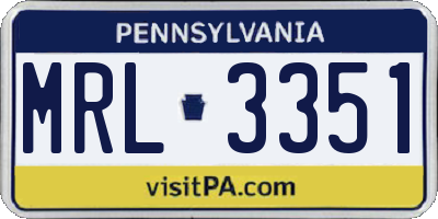 PA license plate MRL3351