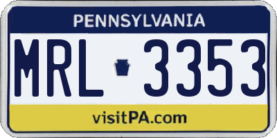 PA license plate MRL3353