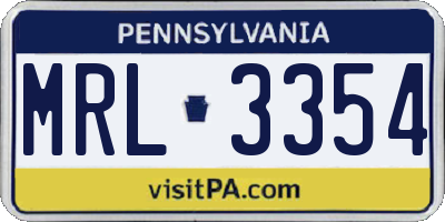 PA license plate MRL3354