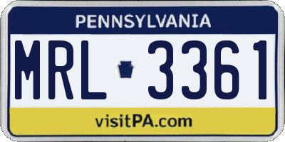 PA license plate MRL3361