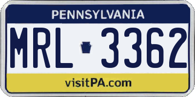 PA license plate MRL3362