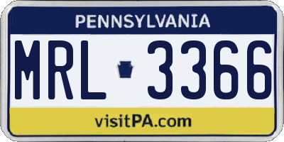 PA license plate MRL3366