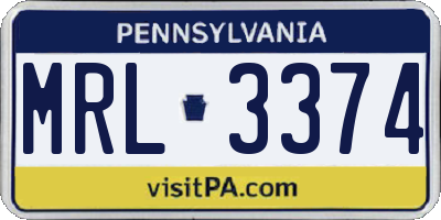 PA license plate MRL3374