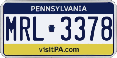PA license plate MRL3378