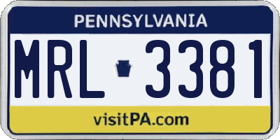 PA license plate MRL3381
