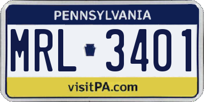 PA license plate MRL3401