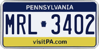 PA license plate MRL3402