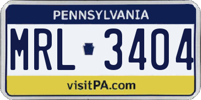 PA license plate MRL3404