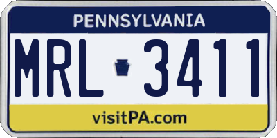 PA license plate MRL3411