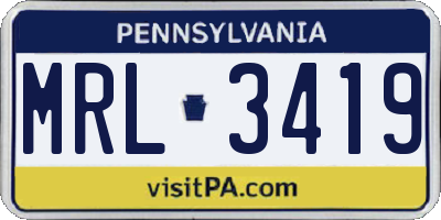 PA license plate MRL3419