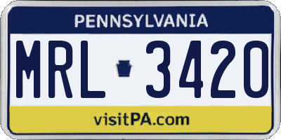 PA license plate MRL3420