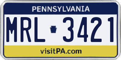 PA license plate MRL3421