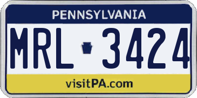 PA license plate MRL3424
