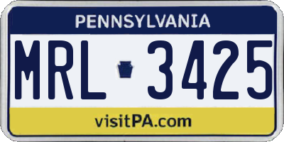 PA license plate MRL3425