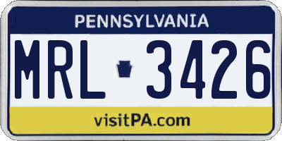 PA license plate MRL3426