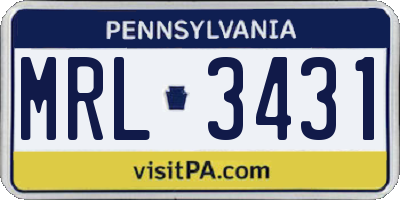 PA license plate MRL3431