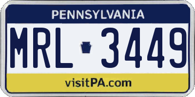 PA license plate MRL3449