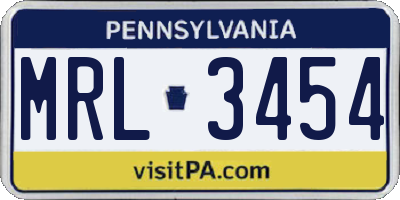 PA license plate MRL3454