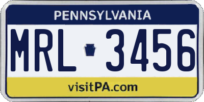 PA license plate MRL3456