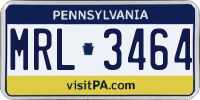 PA license plate MRL3464