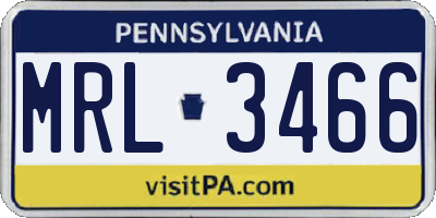 PA license plate MRL3466