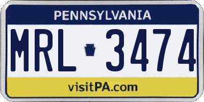 PA license plate MRL3474