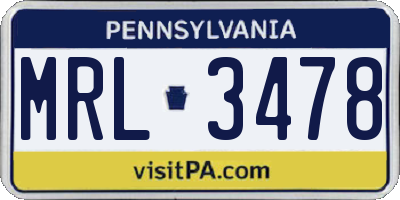 PA license plate MRL3478