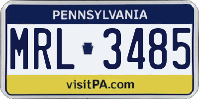 PA license plate MRL3485