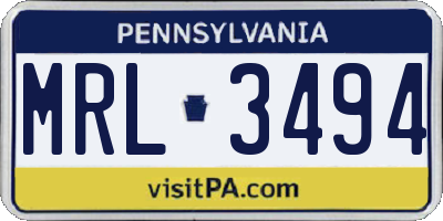 PA license plate MRL3494