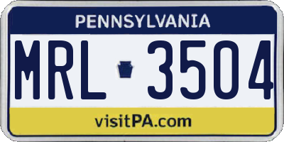 PA license plate MRL3504