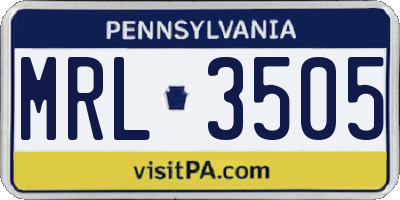 PA license plate MRL3505