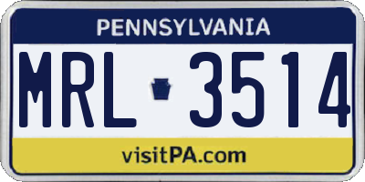 PA license plate MRL3514