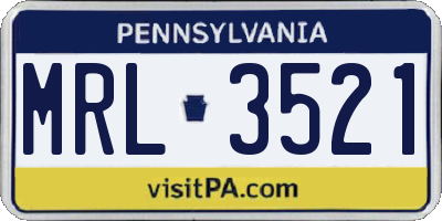 PA license plate MRL3521