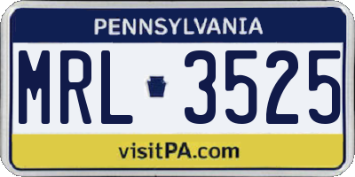 PA license plate MRL3525