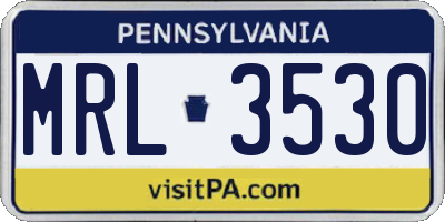 PA license plate MRL3530