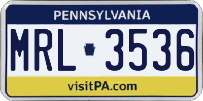 PA license plate MRL3536